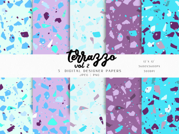 Blue Terrazzo Digital Paper 2