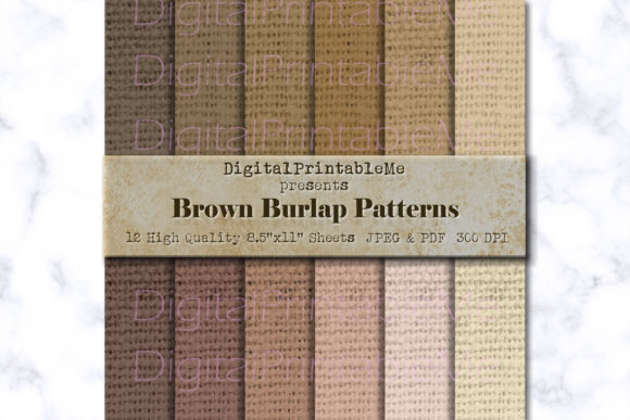 Brown Burlap Digital Paper Pack, Beige