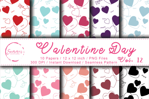 Cute Colorful Hearts Scrapbooking Paper