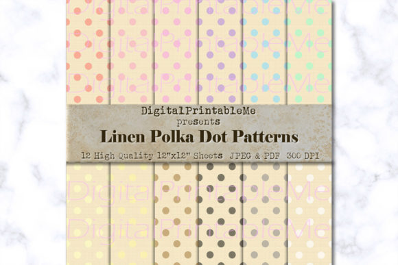 Polka Dot Digital Paper, Shabby Linen