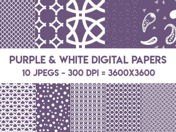 Purple and White Digital Papers