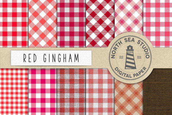 Red Gingham Digital Paper