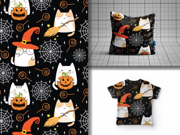 Seamless Pattern Kawaii Halloween Cat: A Unique Blend of Style and Functionality