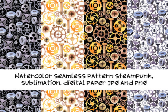 Watercolor Pattern Steampunk Sublimation