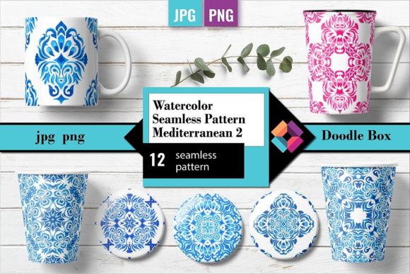 Watercolor Seamless Mediterranean Tile 2: A Versatile Design Resource for Creative Projects
